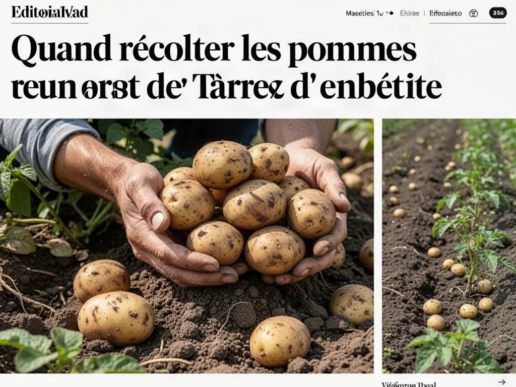 Pommes de terre fraîchement déterrées dans un panier posé en plein champ